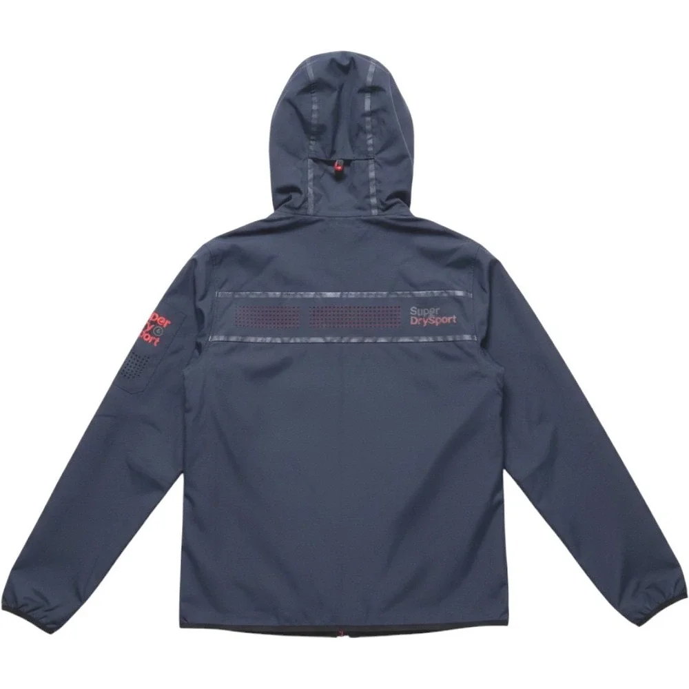 Superdry Sport Tracker Hooded Windcheater Jacket Waterproof Navy Blue Red Small